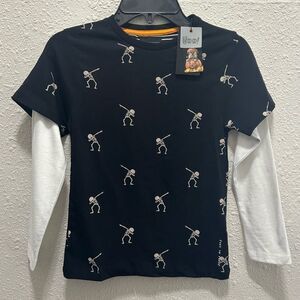 Denim & Flower Ricky Singh Halloween Dabbing Skeleton Boys LS Shirt NWT 5-6